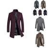 Luxurious Mens Winter Formal Trench Coat Double Breasted Long Wool Jacket Outwear
