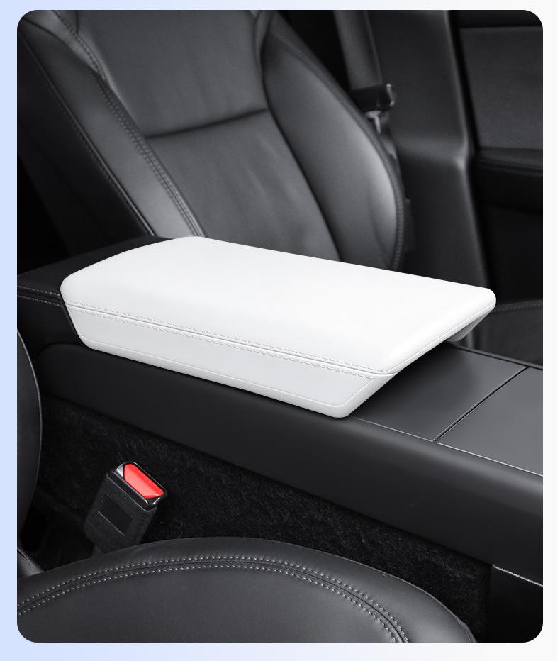 Black & White Silicone Armrest Cover for Tesla Model Y/3/YL – Scratch & Wear Resistant