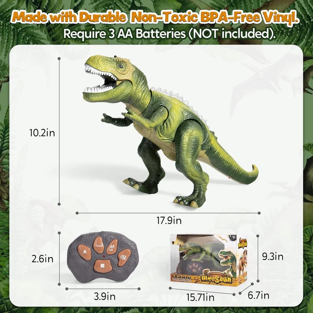 Joyfy Remote Control Walking Dinosaur Big Robot Toy Light Sound Electric Animal Kids Best Birthday Gift T Rex with for Kid Friendly Entertaining Fun