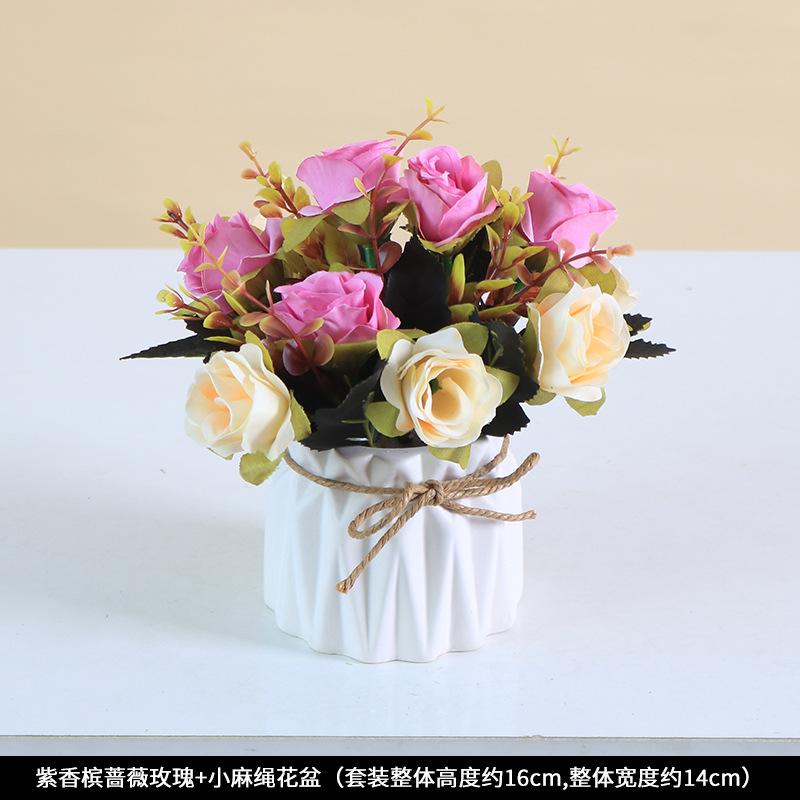 Simulated Potted Plants, Plastic False Flower Ornaments, Artificial Plants Bonsai Dining Table Decorations, Photography Props