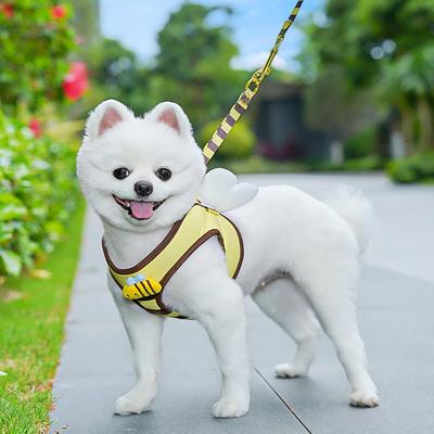 Bee Shaped Small Dog Harness And Leash Set Cartoon Puppy Walking Vest Harness with Wing for Small Dogs Cats