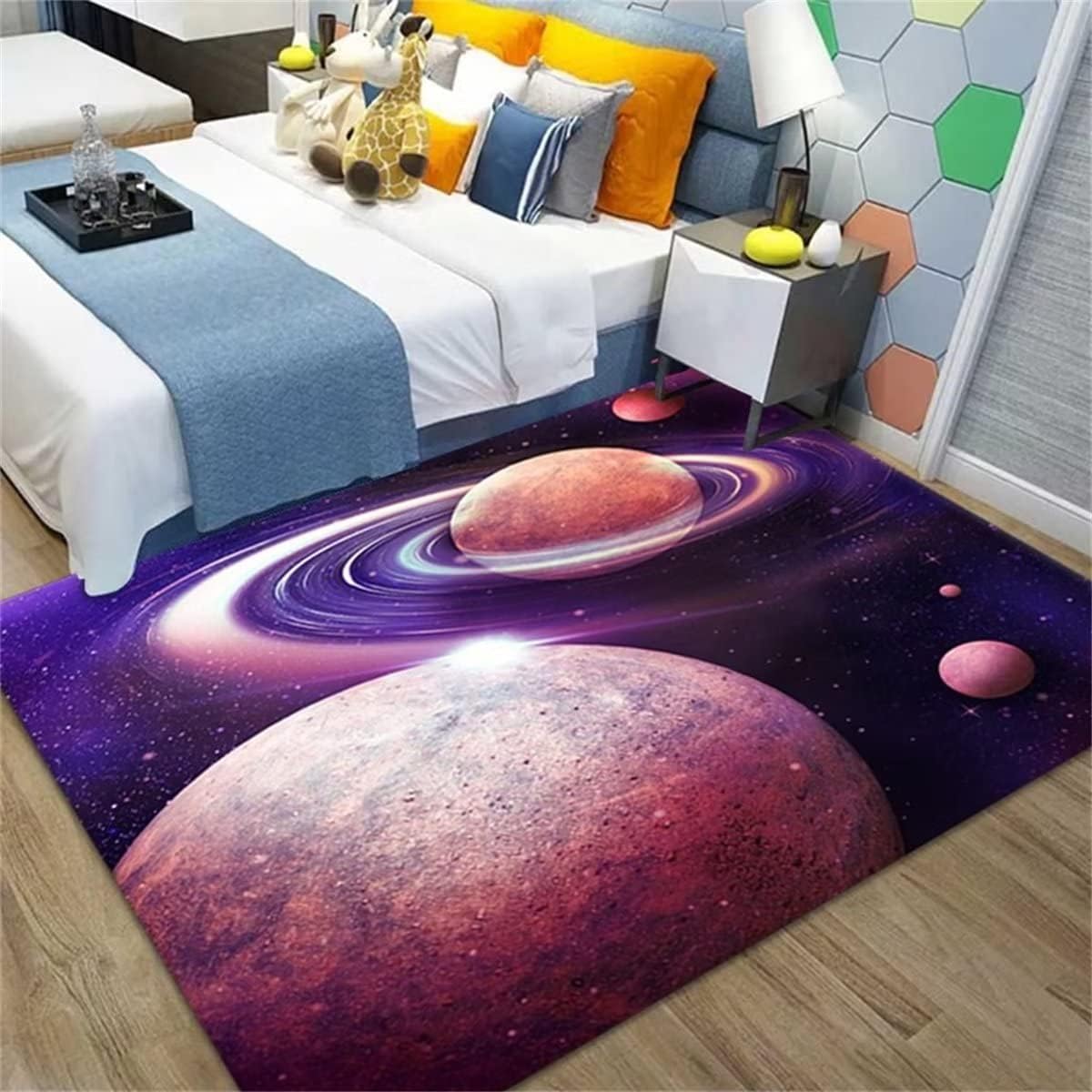 

Planet Print Carpets Colorful Sci-Fi Home Decoration for Living Room Bedroom Study Modern Star Nebula Design Anti-slip Rug 40x60cm