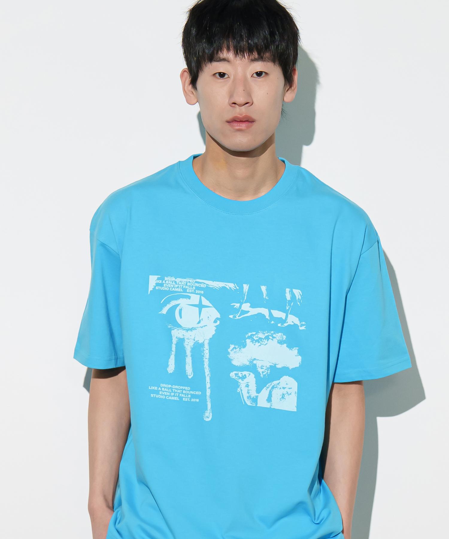 Camel Walk Drop Bounce Short Sleeve T-Shirt (Ocean Blue) Ocean Blue/Xl