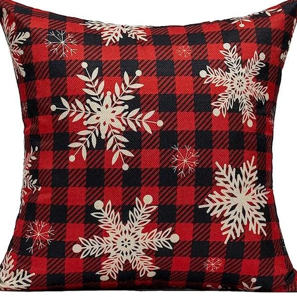 Merry Christmas Decor Cushion Cover 45x45 cm Pillow CaseCartoon Reindeer Santa Claus Printed Throw Pillowcase Linen Pillow Cover