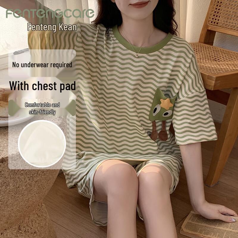 FENTENGCARE Women s Summer Loungewear Set with Built-in Bra XXL