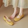 Fashion French Square Toe Bow Mary Jane Shoes 2025 New One Strap Single Shoes Grandma Shoes