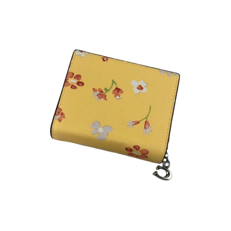New COACH Snap Wallet Leather Card Holder, Wallet Women's Yellow C8703-SVYEO
