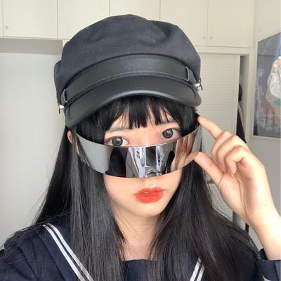 Futuristische Schmale Cyclops Visier Sonnenbrille Laser Brille Herren UV400 Sonnenbrillen Persönlichkeit Spiegelnde Linse Kostüm Brillen Requisite