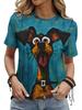 New Women's Short Sleeve T-Shirt Fashion Novelty Cartoon Dog Graphic Print Daily Casual Summer Elegant Round Neck Women Clothes