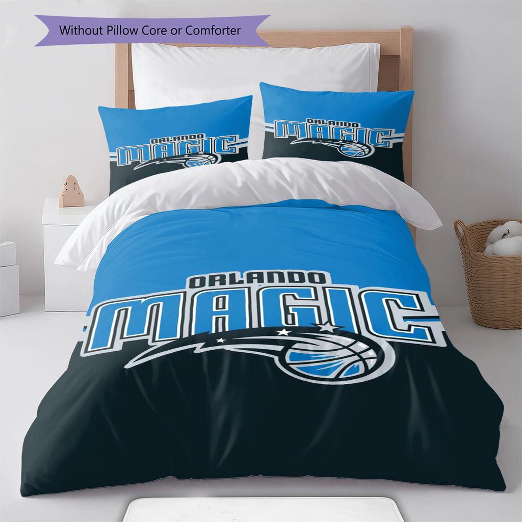 Orlando Magic Logo Pattern Bedding Set Quilt Cover Pillowcase Home Decor Gift (1 * Duvet Cover + 2 * Pillowcase, Without Core)