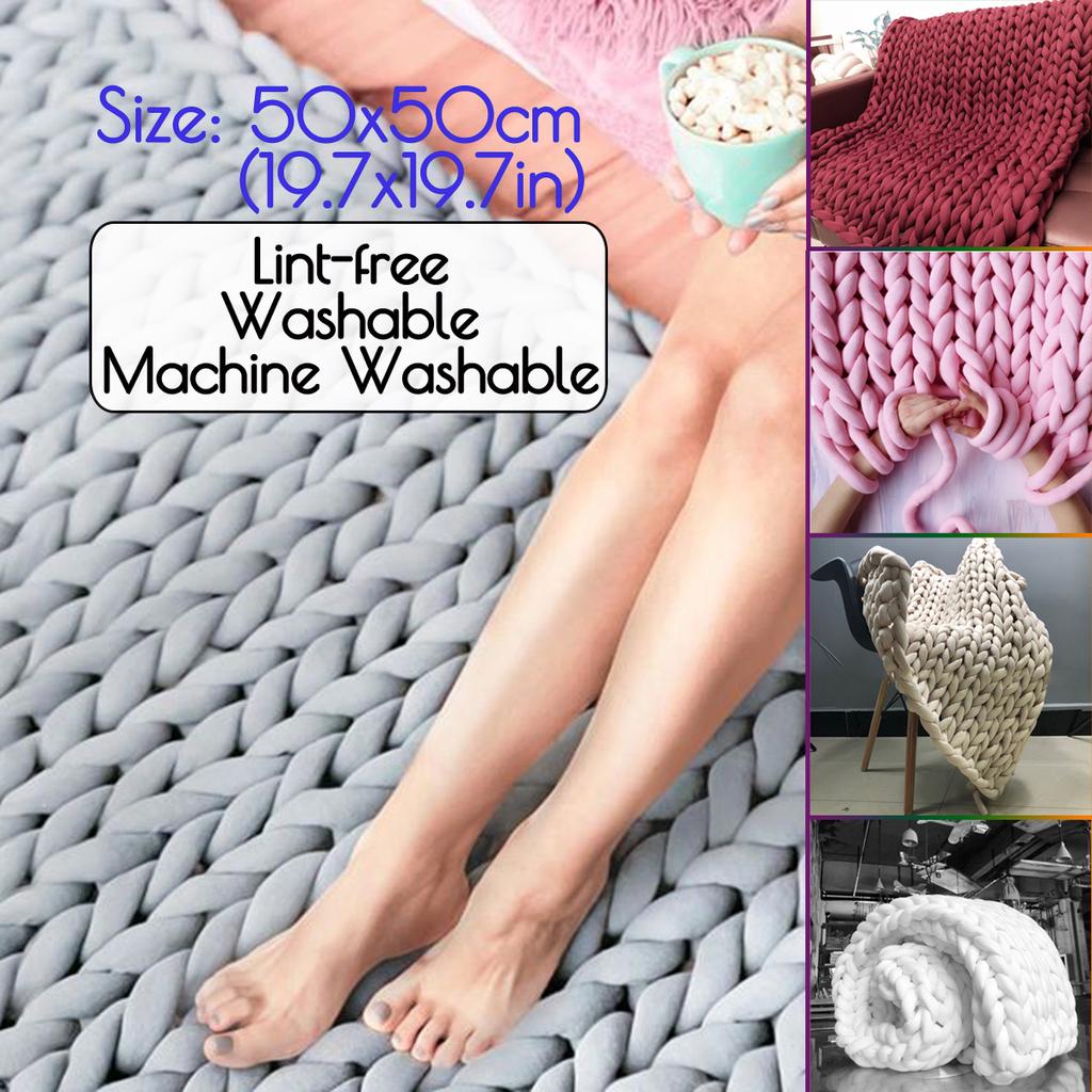 Buy 50x50cm Handmade Knitted Blankets Soft Warm Thick Line Cotton Throw