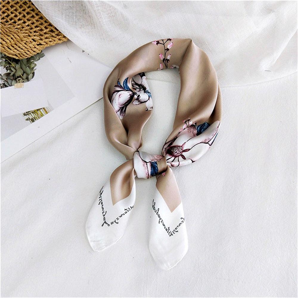 Floral Print Headkerchief Neck Scarves Women 70CM Square Headband Hijab Scarf For Ladies