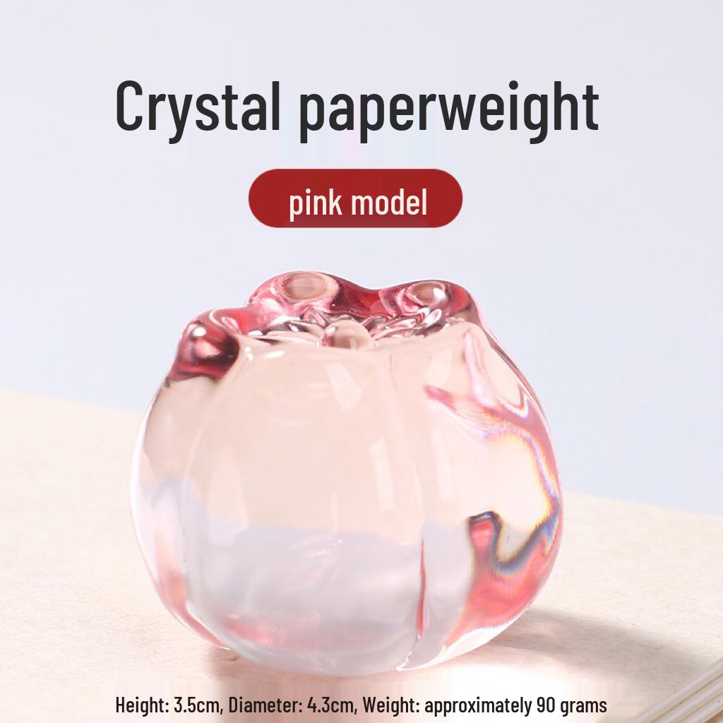 Pear Flower Crystal Glass Paperweight & Ruler: Elegant Decor for Calligraphy, Painting, and Cute Tea Pet.