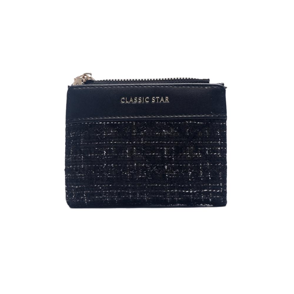 

Элегантный женский короткий кошелек Ультратонкий минималистичный кошелек для монет Портативный держатель для карт из ПУ кожи Повседневный чёрный