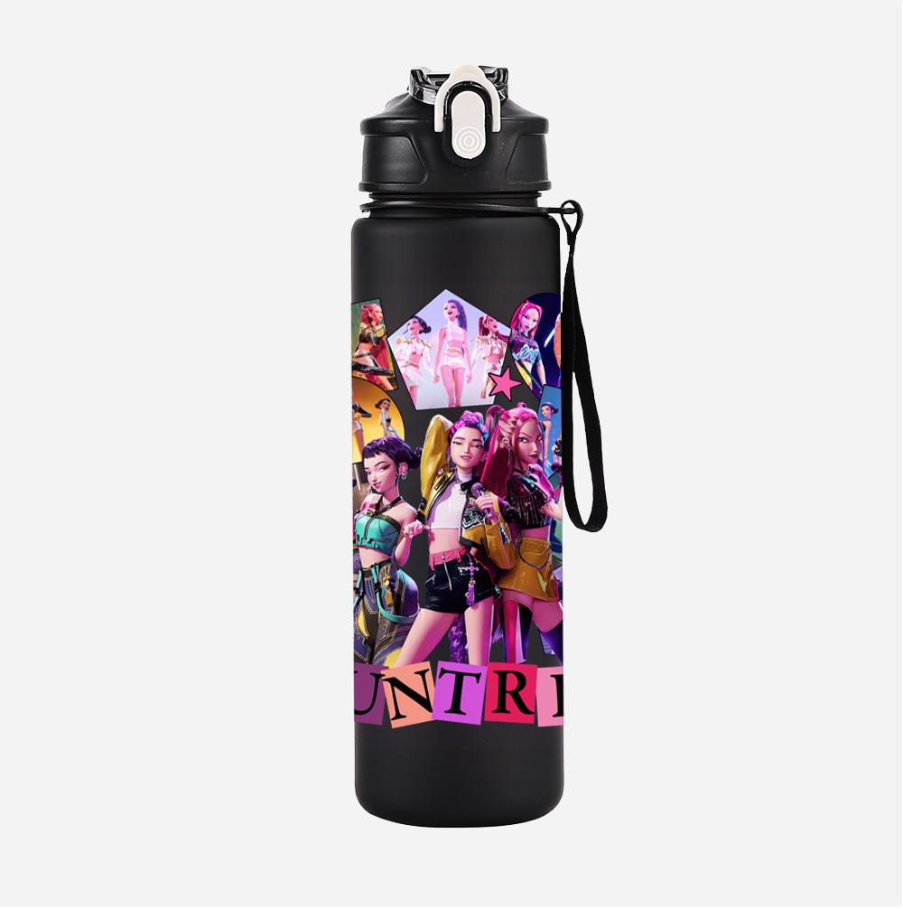 Anime Demon Hunters Printed Character Water Cup Demon Hunters Outdoor Portable Drinking Bottle for Boy Girl Gift