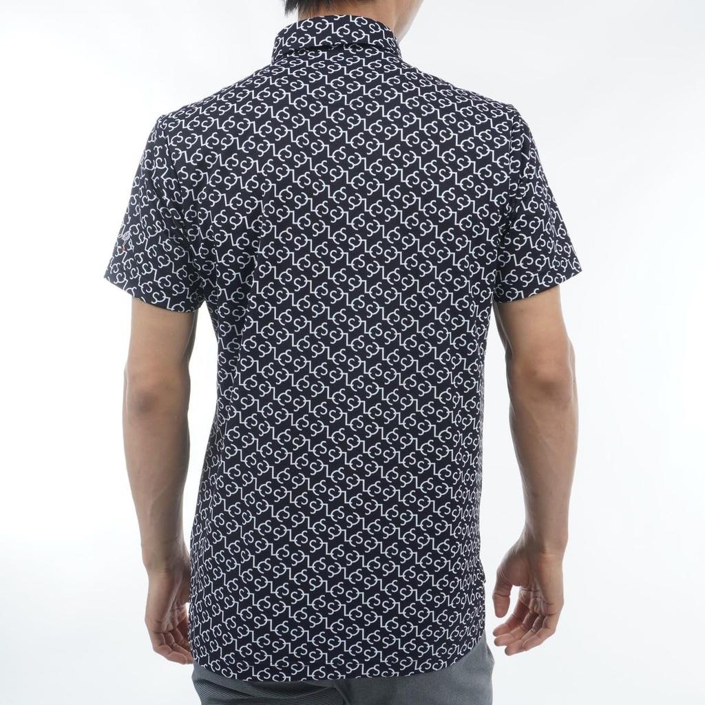 Coq Sportif Golf Short Sleeve Shirt All Over Pattern Polo Shirt Highly Breathable Sunscreen Stretch Golf QGMXJA53 NV00 [Le Golf] Men's (Navy)