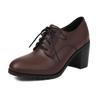 Big Size 44 Women Derby Oxfords Retro High Thick Heels Brogues Black Round Toe Party Dress Office Lady British Lace Up Shoes