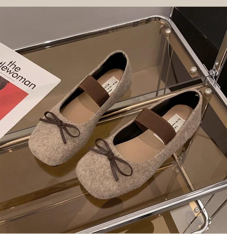 Gentle square head flat bottom Mary Jane shoes women s spring new bow sweet ballet shoes 35 2789₽