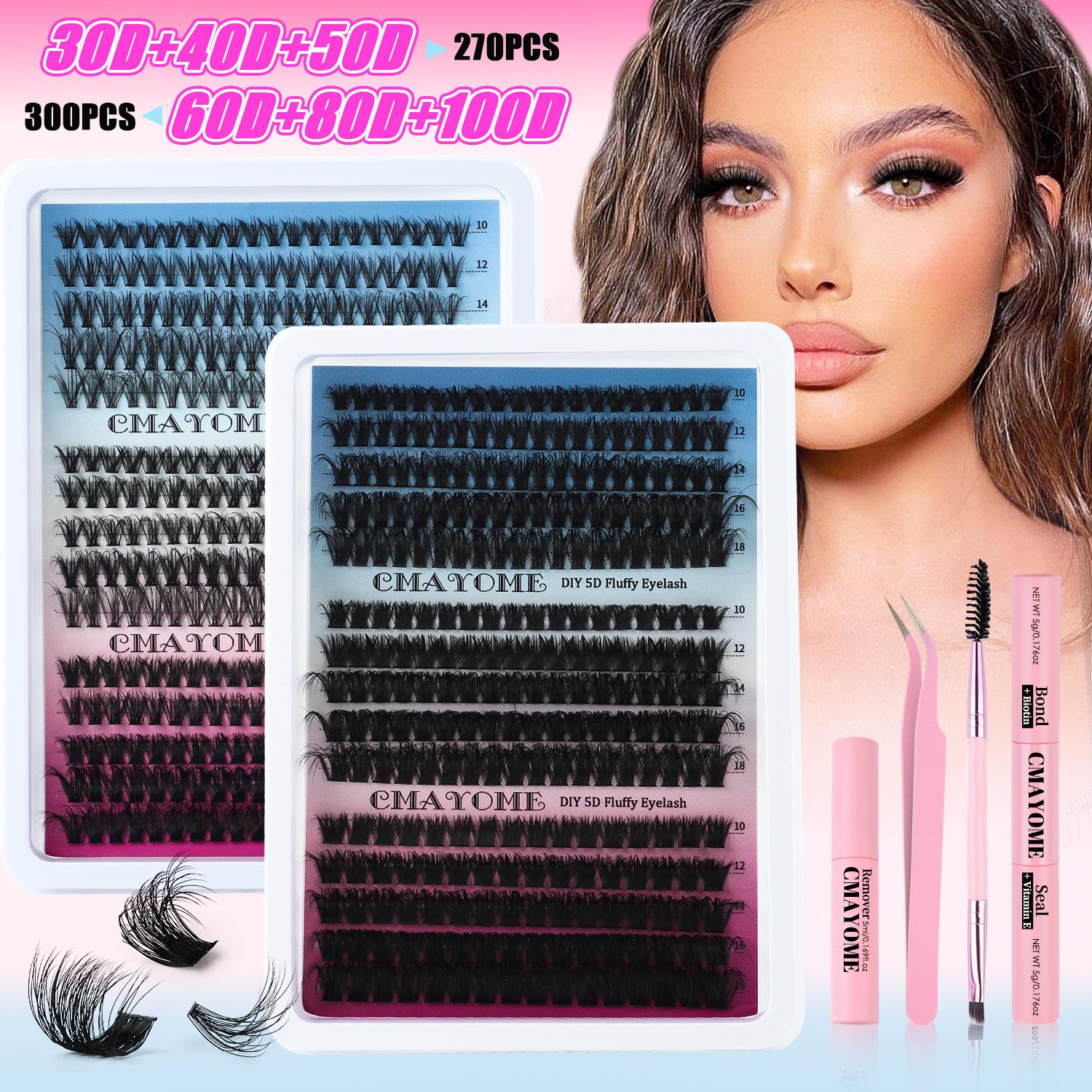 

Diy False Eyelashes 300 Clusters Large Capacity D Curve Hair Mixed Pack Dense Curl Messy Fried Eyelashes