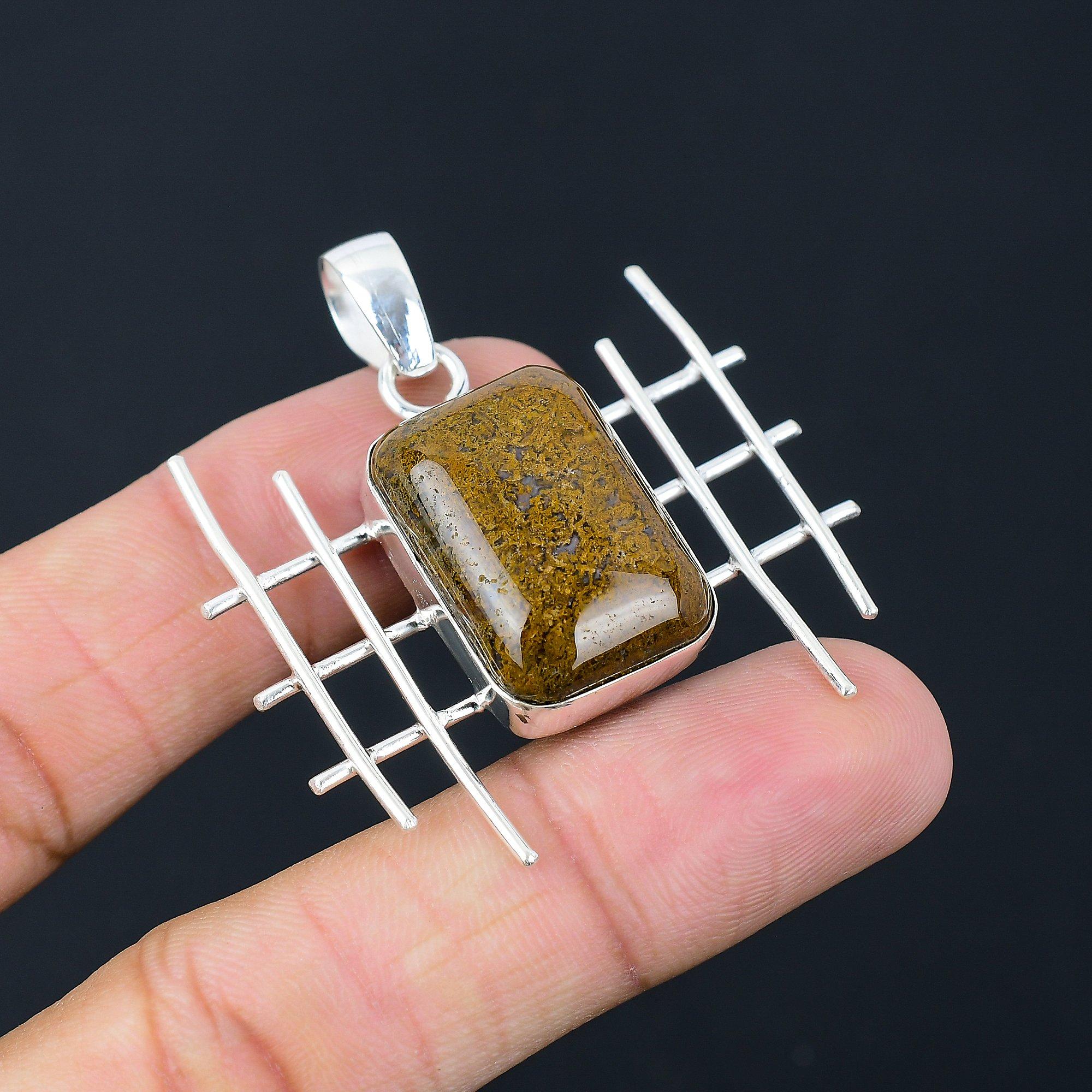 Radiant Bronzite Stone Boho Handmade Trendy Pendant Jewelry 925 Sterling Silver