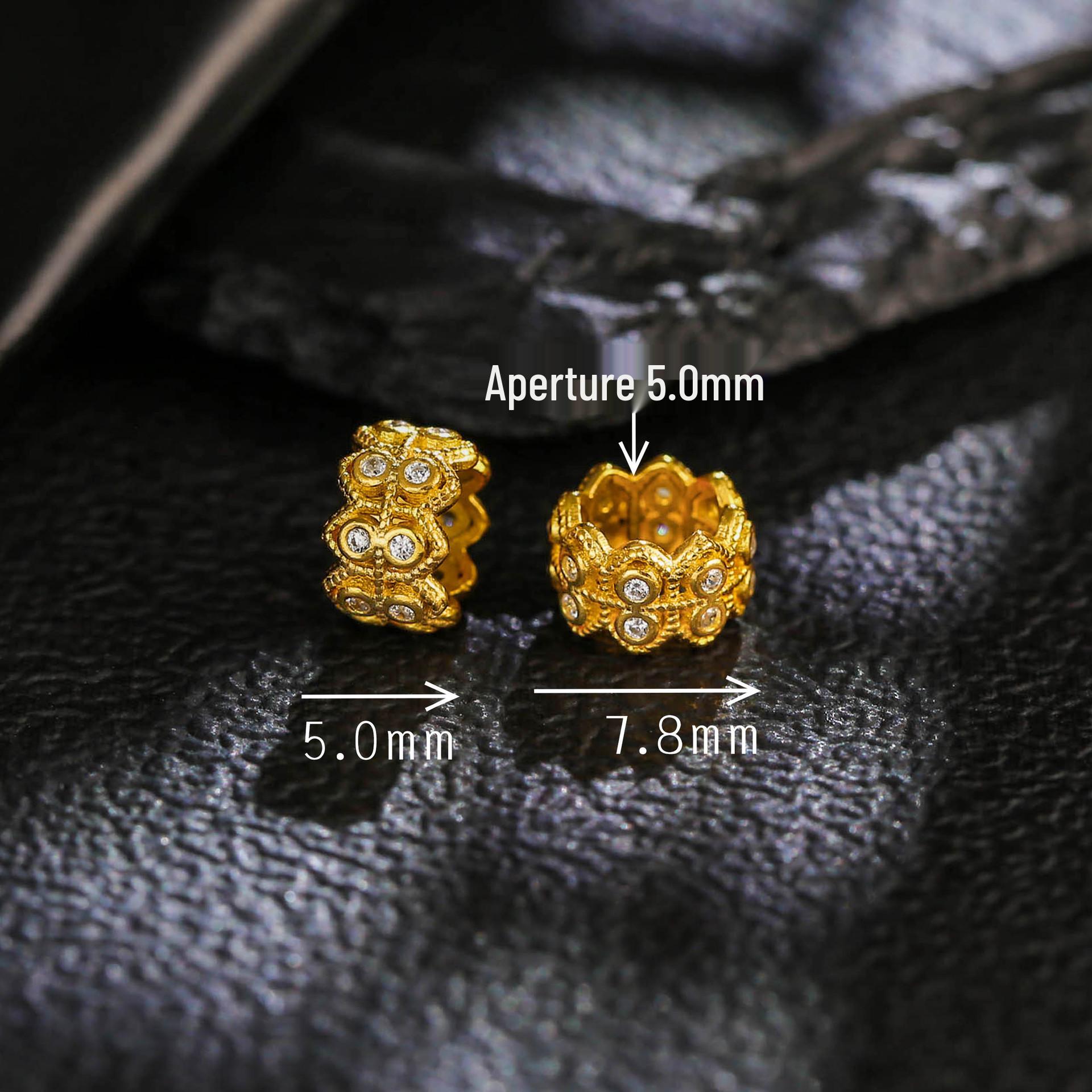 Gold-Plated S925 Silver Yuanbao Diamond Spacer for DIY Jewelry