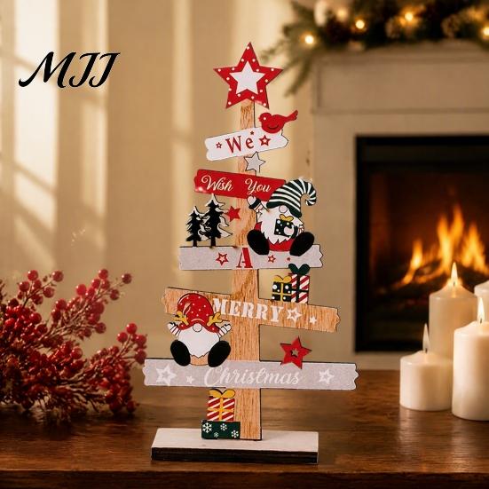 Festive Home Decor Pieces Christmas Tree Ornament, Wooden Letter Sign Decorative Rustic Pine Wood Ornaments Compact Stable Party Supplies for Holiday
