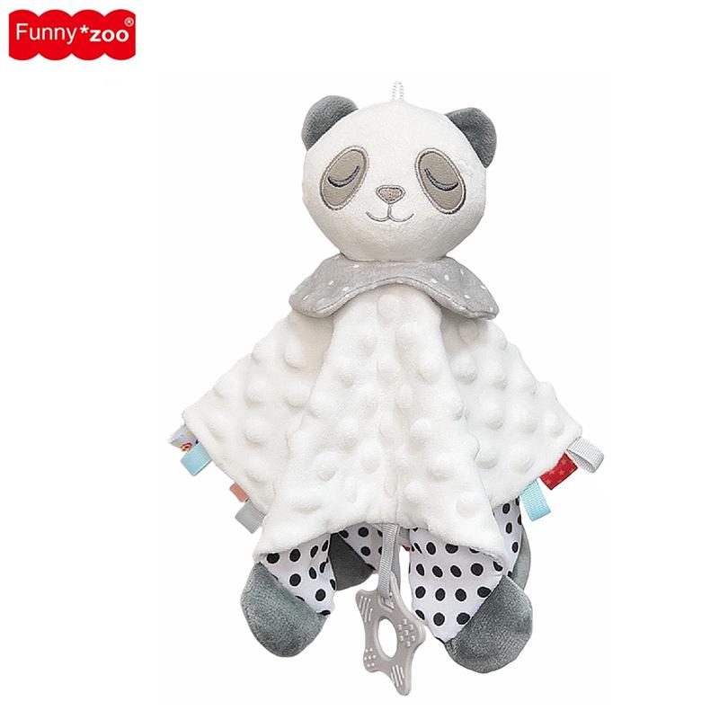 Funnyzoo Baby Animal Soothing Toy & Blanket with Teether and Rattle Bib