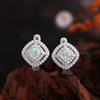 925 Sterling Silver Earrings October Birthstone Natural Cushion 4.0mm Ethiopia Opal Fine Jewelry for Women's Festival Party Wear