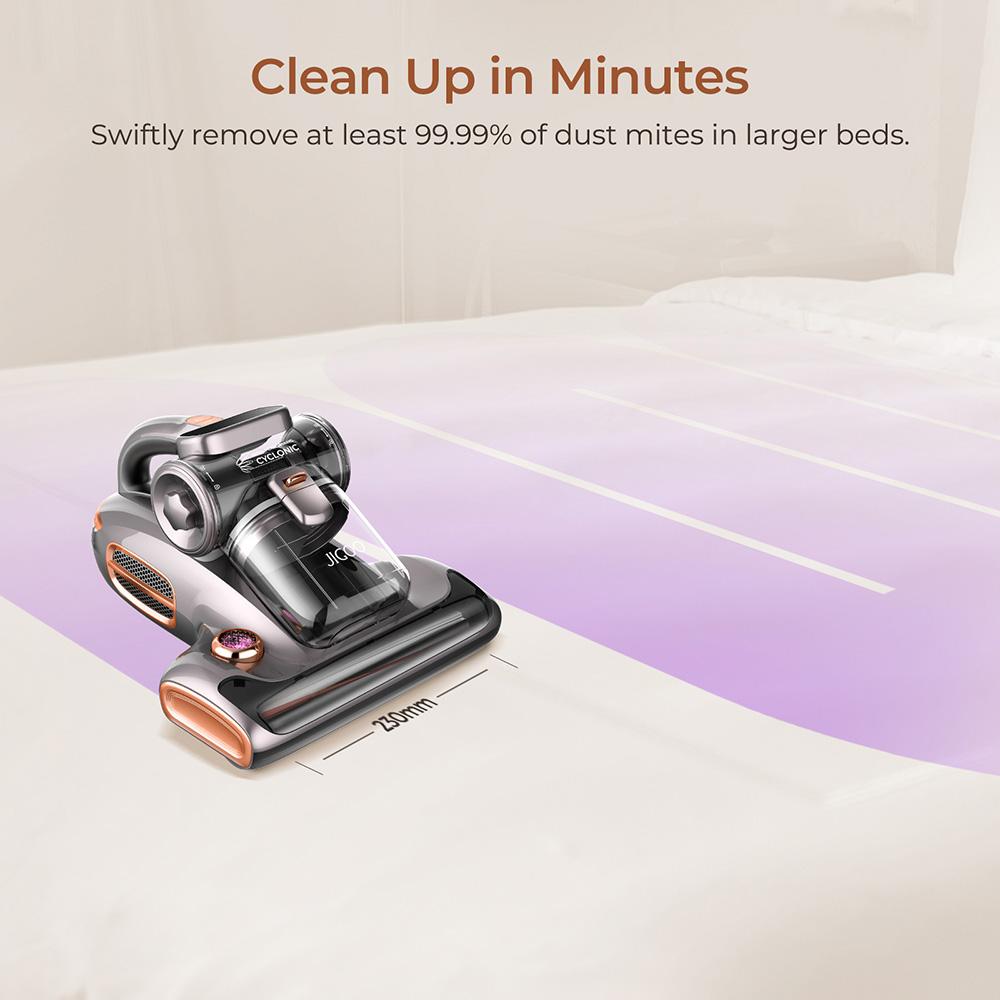 JIGOO T600 Mite Vacuum Cleaner with UV Light & Hot Air [700W/15kPa] - 99.9% Allergen Removal, for Mattresses/Sofas/Carpets
