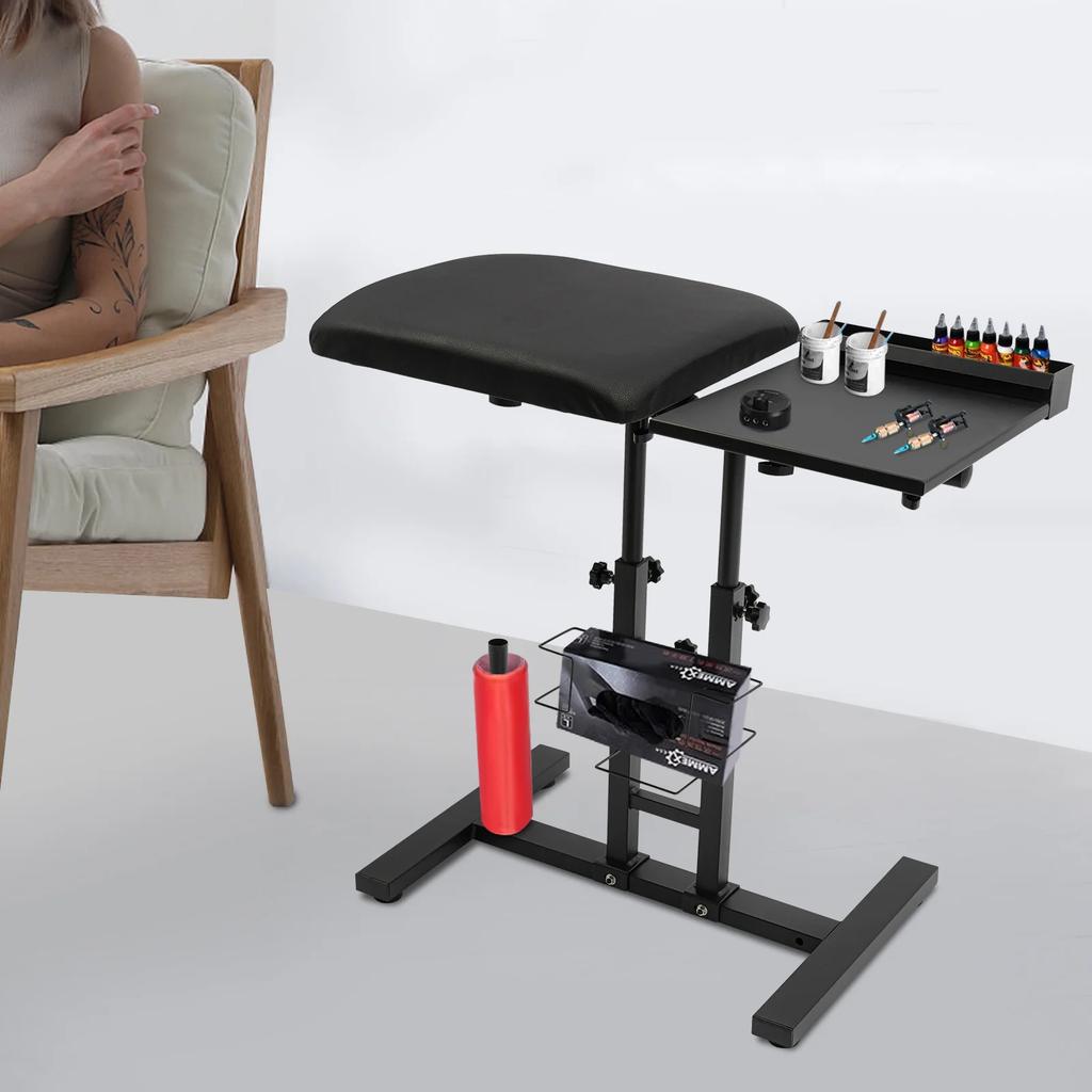 Adjustable & Foldable Tattoo Workbench Stand - Oversized Arm Rest with 360° Rotating Table for Tattoo Artists & Professionals