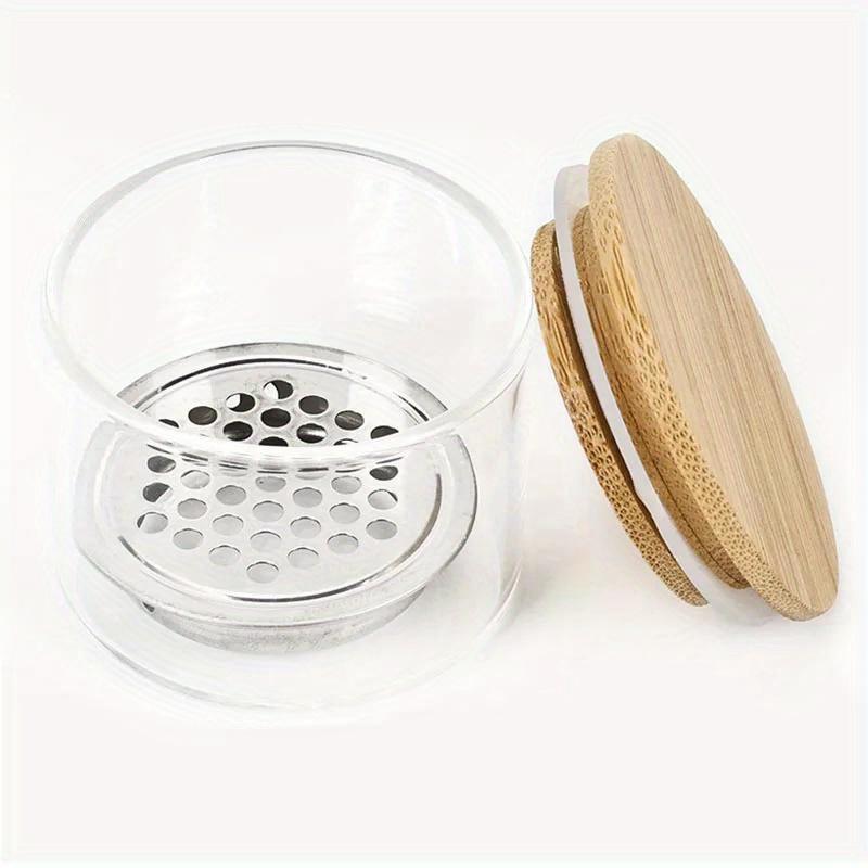 Polvo de Vidrio de Cristal Líquido Mezcla Lavado Pluma Taza de Uñas Líquido Mezcla Taza de Cristal Herramientas para Uñas Con Tapa Malla de Acero Inoxidable