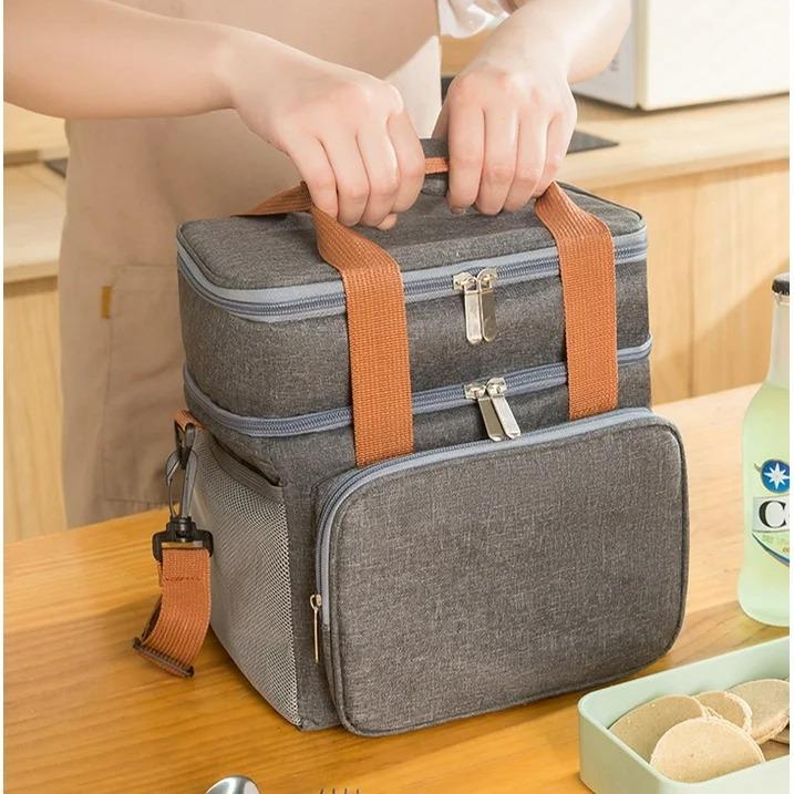 17L Double-Layer Insulated Lunch Bag Lightweight and Leak-Proof Lunch Carrier Ideal for Work, Camping, and School Use