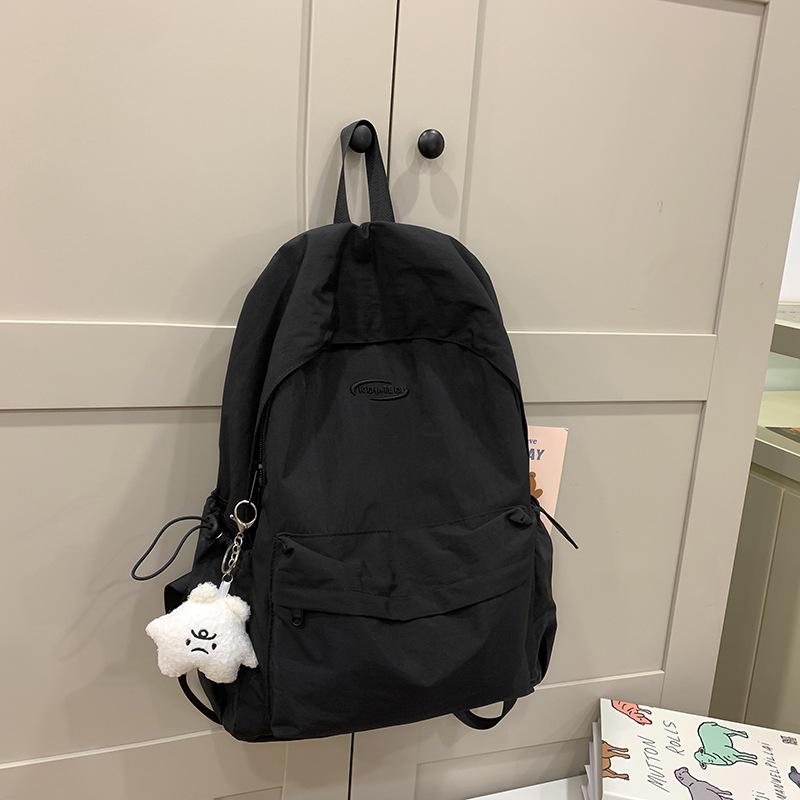 Schoolbag Lightweight Simple Solid Color Backpack Casual Versatile College Student Class Bag School Bag Female Outing Wind Student Backpack