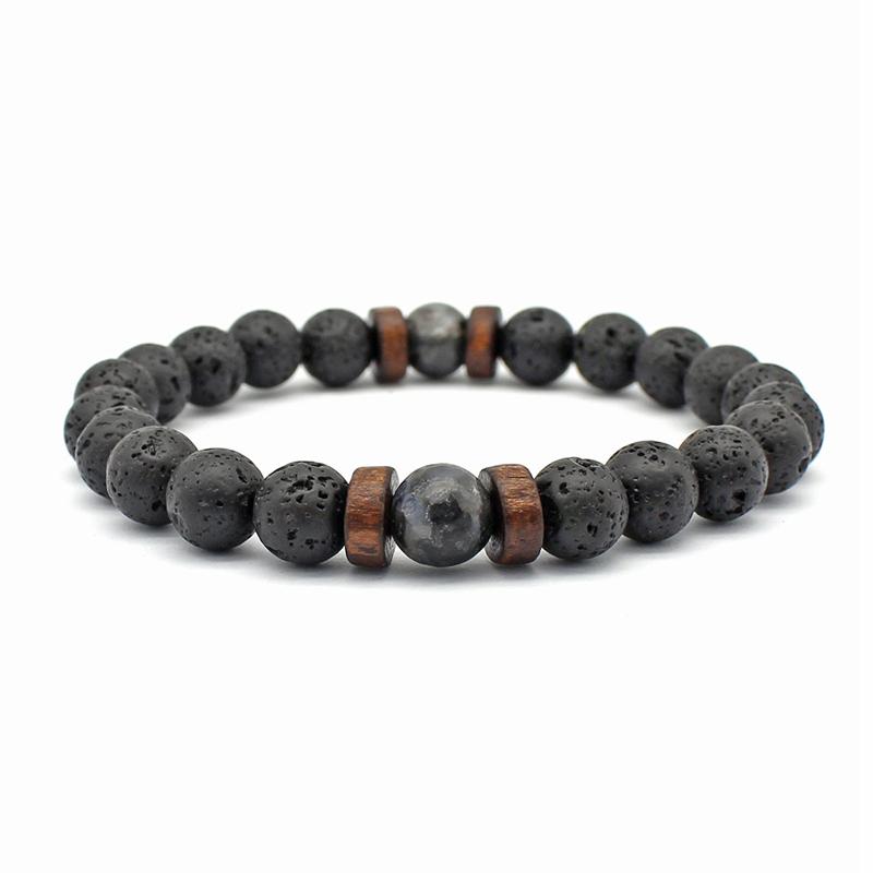 Volcanic Stone Bracelet for Men Lava Wooden Beads Bracelet Tibetan Buddha Wrist Chain Women Men Zircon Gift New Bracelets