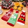 Christmas Wine Bottle Covers Cartoon Santa Snowman Knitted Red Wine Bottle Bags New Year Party Xmas Dinner Table Decor 1Pcs