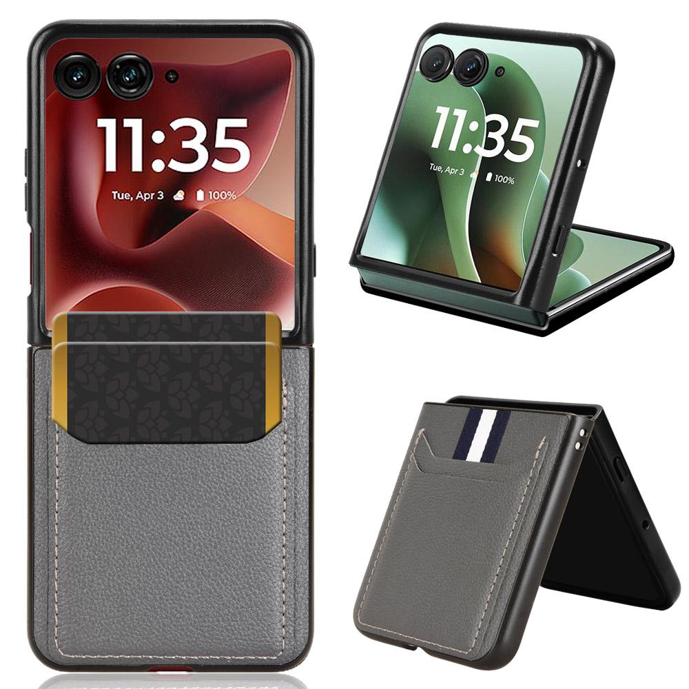 For Motorola Razr 60 Ultra 5G Case Card Holder Litchi Texture Leather+PC Phone Cover