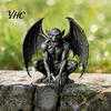 Dunkle Fantasy Heimdeko Gargoyle Figur, Mittelalterliche Geflügelte Statue, Harz Gotisches Wetterbeständiges Gartenkunst Horn Dämon Ornament für Büro Bücherregal