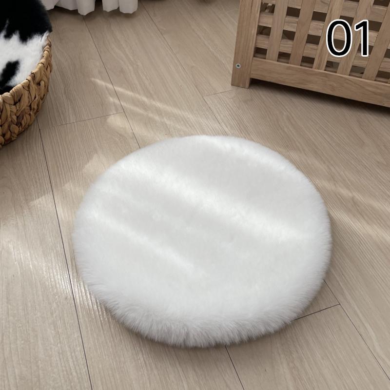 

40cm Round Plush Seat Cushion Soft Imitation Rabbit Fur Pillow Futon Pet Cat Sleeping Cushion Living Room Chair Car Seat Cushion (as the picture,40x40cm)