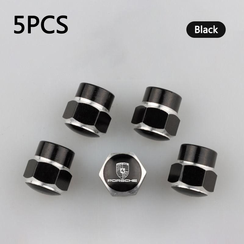 5PC Aluminum Alloy Car Wheel Tire Valve Cap Dustproof Cover For Porsche Panamera Cayenne Taycan 911 718 Macan Carrera-GT 928 968