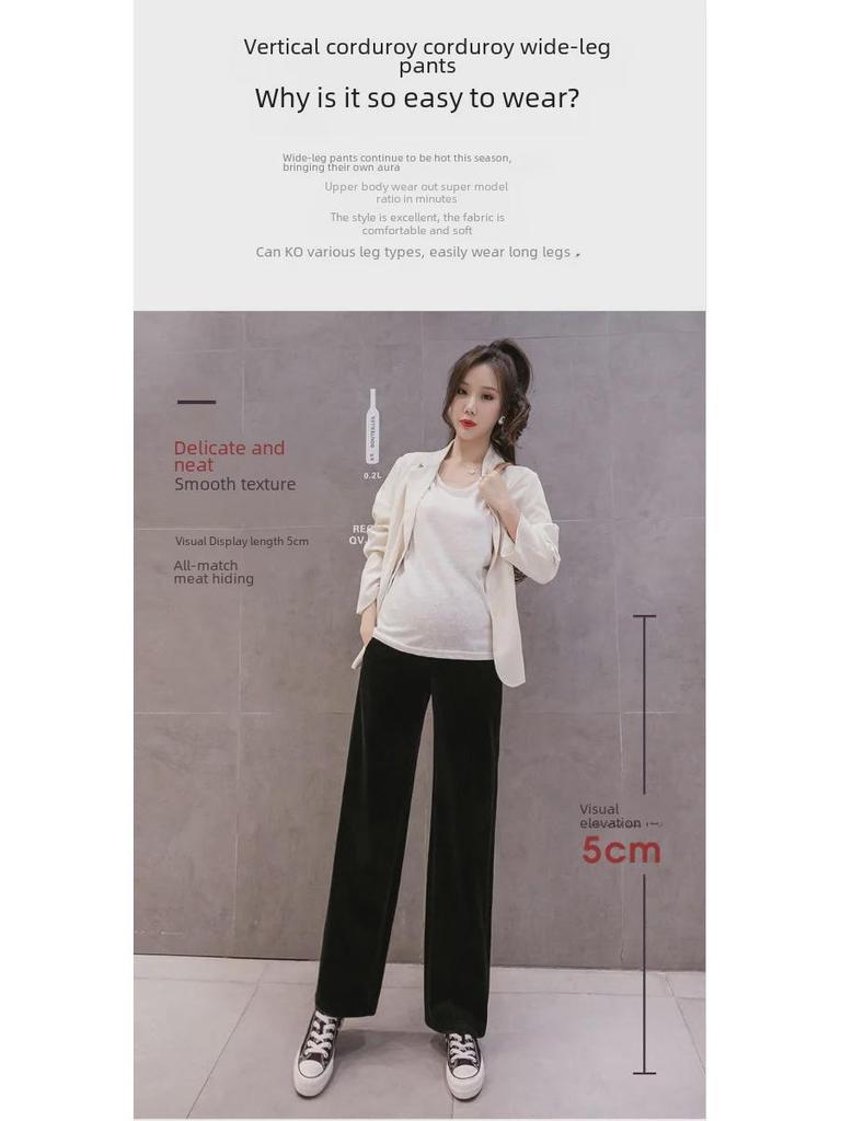 Spring-Fall Maternity Wide-Leg Pants: Lightweight, Loose-Fit, Large-Size Casual Trousers
