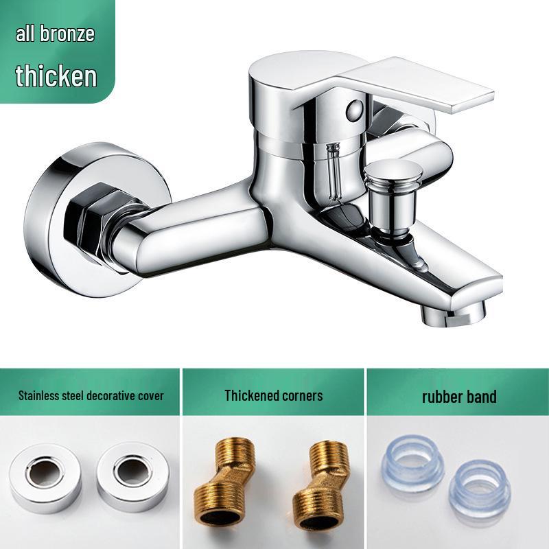 All-Copper 3-Function Shower Faucet Set with Bathtub Switch and Zinc Alloy Hot/Cold Mixer Valve
