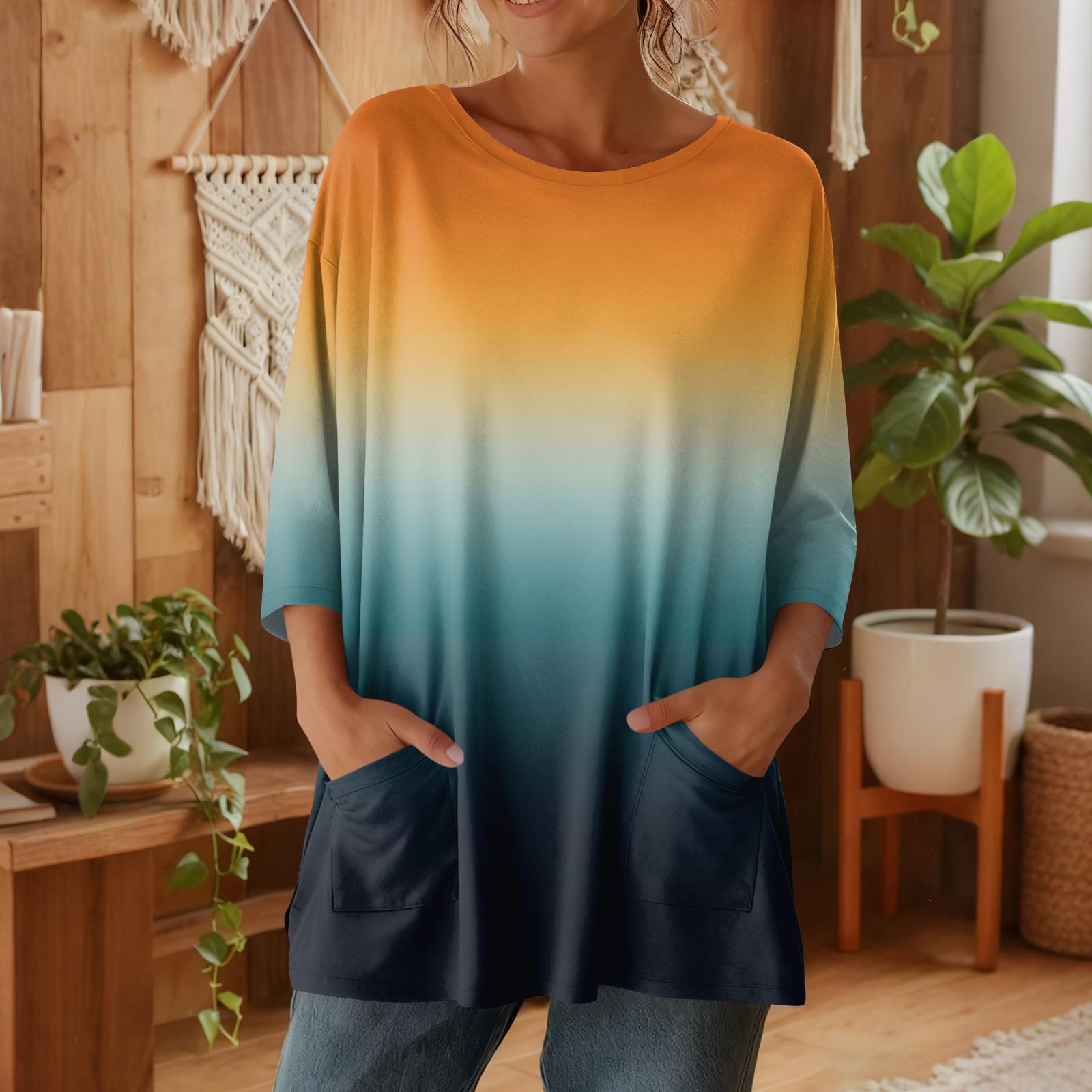 

Женские футболки с рукавом 3/4, футболки с графикой, повседневные базовые топы, пуловеры S шафрановый