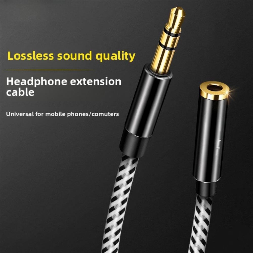 5mm Gold Plated AUX Cable Male to Female 4 Pole with Mic Car Audio Headphone Extension Cord 1m 1.5m