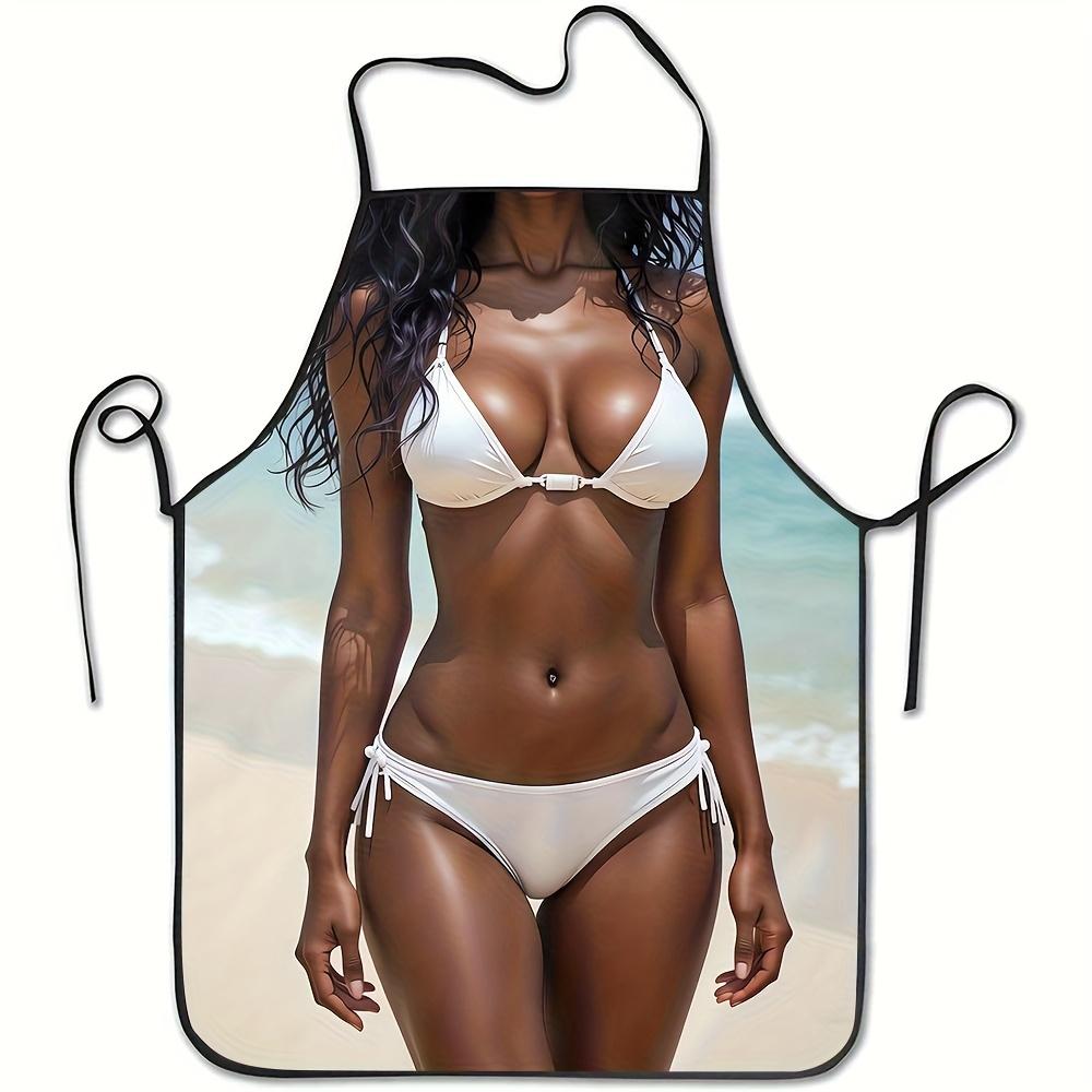 1pc Sexy Bikini Beauty Themed Printed Apron, Comfortable and Practical Chef Baking Apron, Suitable for Home Cleaning, Chores, an