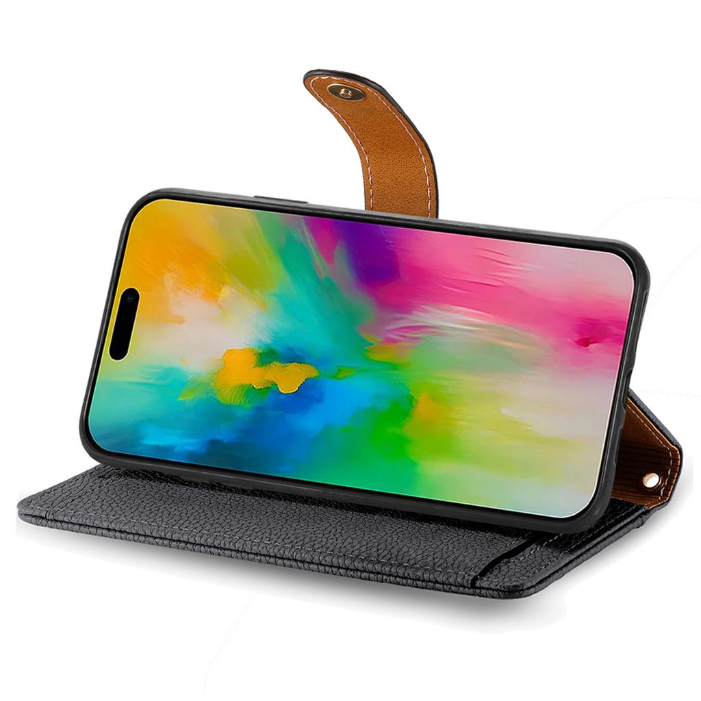 Für iPhone 16 Hülle RFID-Blockierendes Reißverschlussfach Leder Brieftasche Handyhülle