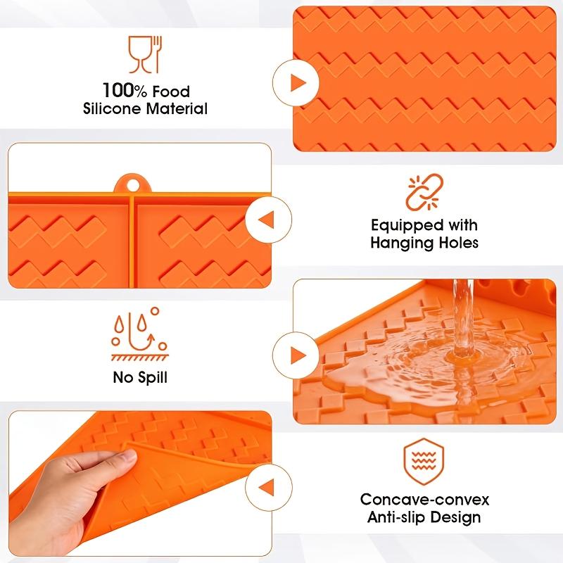 2pcs silicone grill mat set, Compatible with silicone baking tray tool mat with drip pad, 16.5" x 11.5" edge rack scraper mat