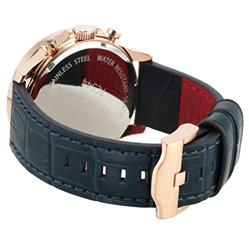 Angel Clover TIME CRAFT SOLAR Men's Watch, Navy Dial, Solar Quartz Chronograph, TCS44PG-NV, Blue