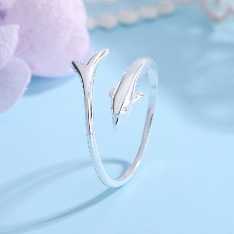 Öffnungsbarer kleiner Delfinring im koreanischen Stil - Niedliches & Kreatives Meeresbewohner-Design
