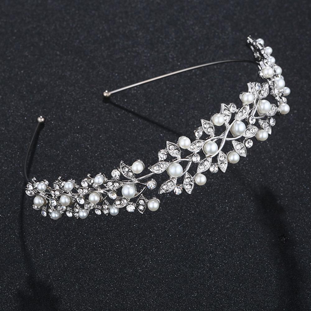 Simple Rhinestone Hair Crown Headpiece Headwear New Pearl Rhinestone Headband