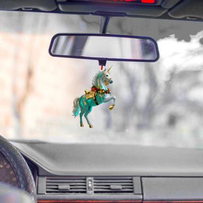 Yousheng Pferdeornament Acryl 2D Flach Realistisch Fliegendes Pferd Weihnachtsbaumanhänger mit Funkelndem Strass Heimdeko